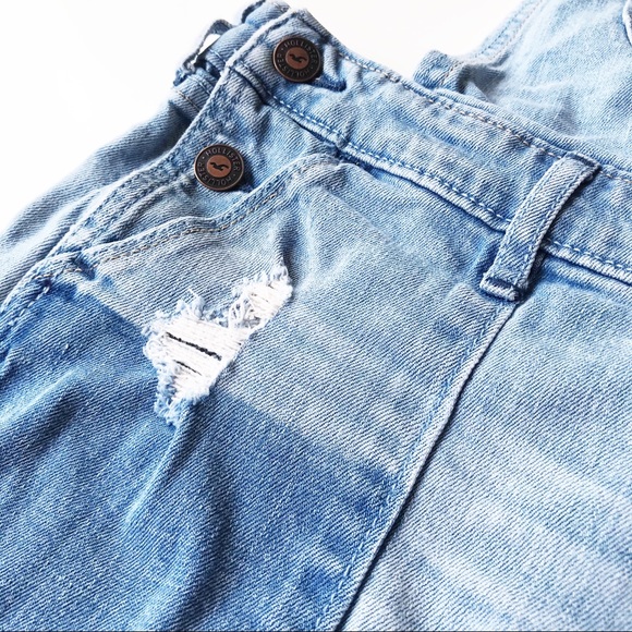 Hollister Shortalls Denim Jean Distressed Overalls - Picture 10 of 13